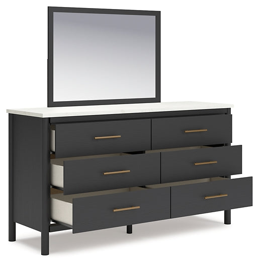 Cadmori Full Upholstered Panel Bed with Mirrored Dresser and 2 Nightstands