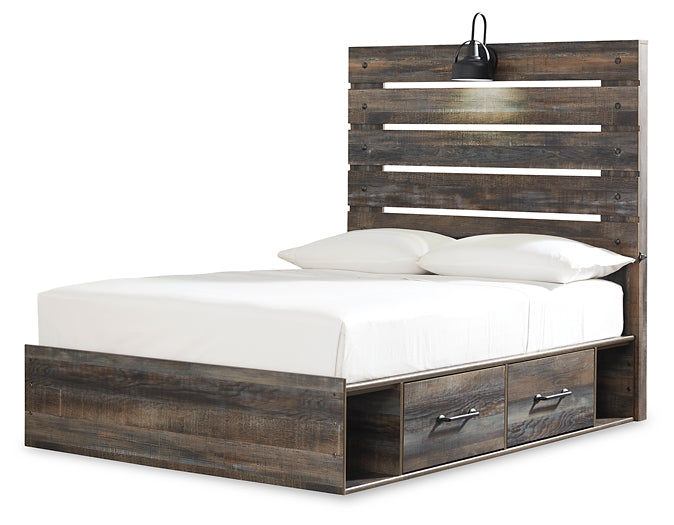 Drystan Queen Panel Bed with 4 Storage Drawers with Dresser