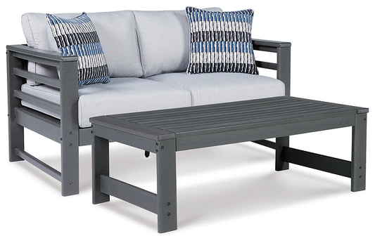 Ashley Express - Amora Outdoor Loveseat with Coffee Table