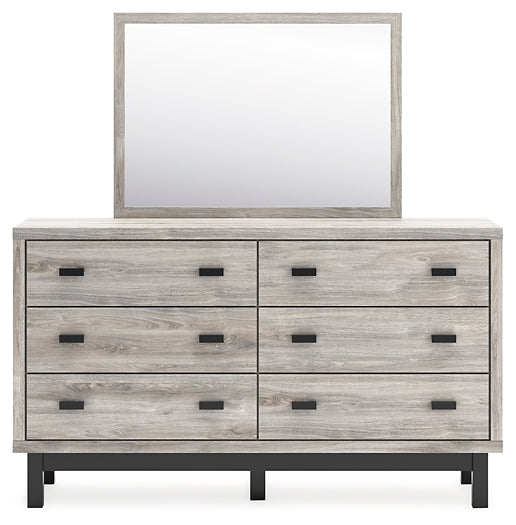 Vessalli King Panel Headboard with Mirrored Dresser and Chest